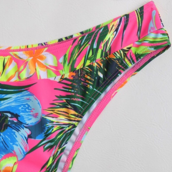 Pink Tropical Floral Boho Cheeky Lined Bikini - Picture 8 of 16